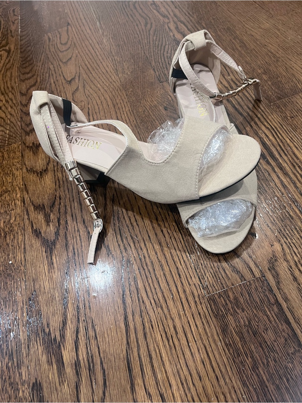 Beige Suede Block Heel Sandals for Women
